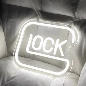 Handcrafted Lock-ShapedDimmableLED Neon Sign Light -Color-Changing, Energy-Efficient,Wall-Mounted Decorative LightingforRestaurant, Home, Bedroom,DiningRoom Ambiance