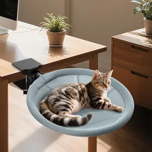 AIPERRO Foldable Cat Desk Bed – Space-Saving 90° Fold, Removable Washable Cover, Supports Up to 45lbs, Sturdy Cat Sleeping Bed for Large Cats, Perfect for Office/Game Table