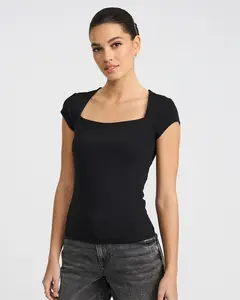 Express Body Contour Light Compression Stretch Cotton Cap Sleeve Tee
