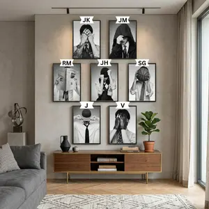 [No Frame Poster] OT7 Vintage Black & White Portrait Poster, K-POP World Tour 2026 Poster, Retro Aesthetic Wall Art, Minimalist Gallery Decor