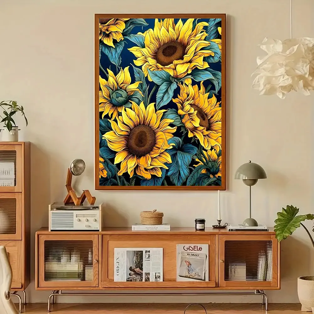 Full Drill Round Bead Sunflower Diamond Art Kit, 30x40cm, Vibrant DIY Needlework Craft with Tools for Wall Decor & Gifting (Artistry Focused), Diamond Art Kits