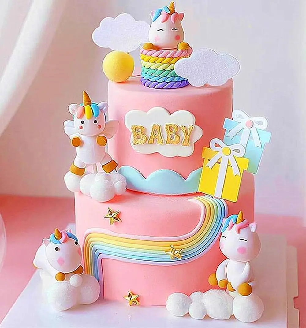 Luxury Unicorn Cake Topper & Party Favors, Homemade Cloud Cake Decorating Supplies - Rainbow Gender & Girl's Birthday Decoration
