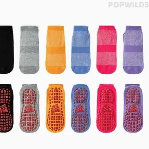 Kids anti-slip floor socks with adhesive grips, perfect for trampolines and playgrounds. Breathable mesh fabric keeps feet cool in summer. Slip-resistant design ensures safety, lightweight and comfortable for children to wear during playtime.