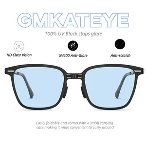 GMKATEYE Foldable & Pocket-Sized Blue Gradient Sunglasses with UV Protection for Men & Women - Trendy & Fashionable Travel Essential shades
