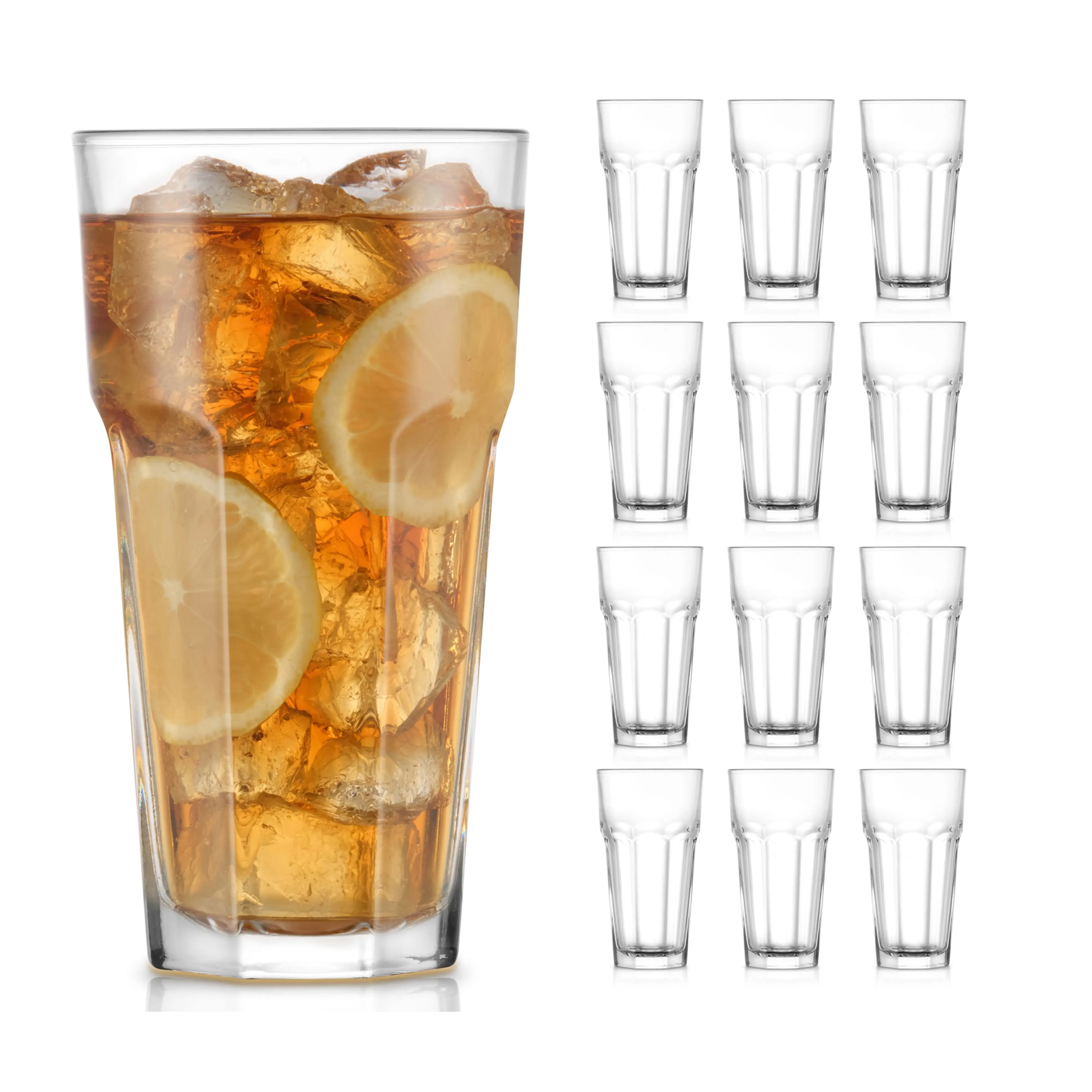 Libbey Gibraltar DuraTuff Drinking Glass Drinking Cup Set, Iconic Heavy Base Bar Glassware Thick Drinking Glasses Set of 12, 22-Ounce Iced Tea Glasses