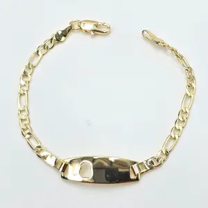 Kids Bracelet for Kids Size 6 Inches Gold Plated Figaro Chain with Secure Lobster Clasp
