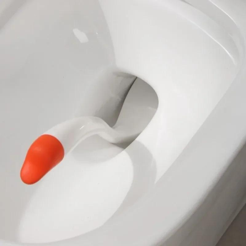 Swan-Shaped Long Handle Toilet Brush Set with Holder, Dense Bristles, Household Cartoon Bathroom Cleaning Tool
