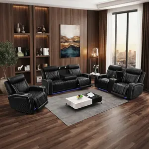 3-Piece Modular Genuine Leather Functional Luxury Sofa Set, Modern Home Supplies, Ideal for Hosting Friends & Family Gatherings
