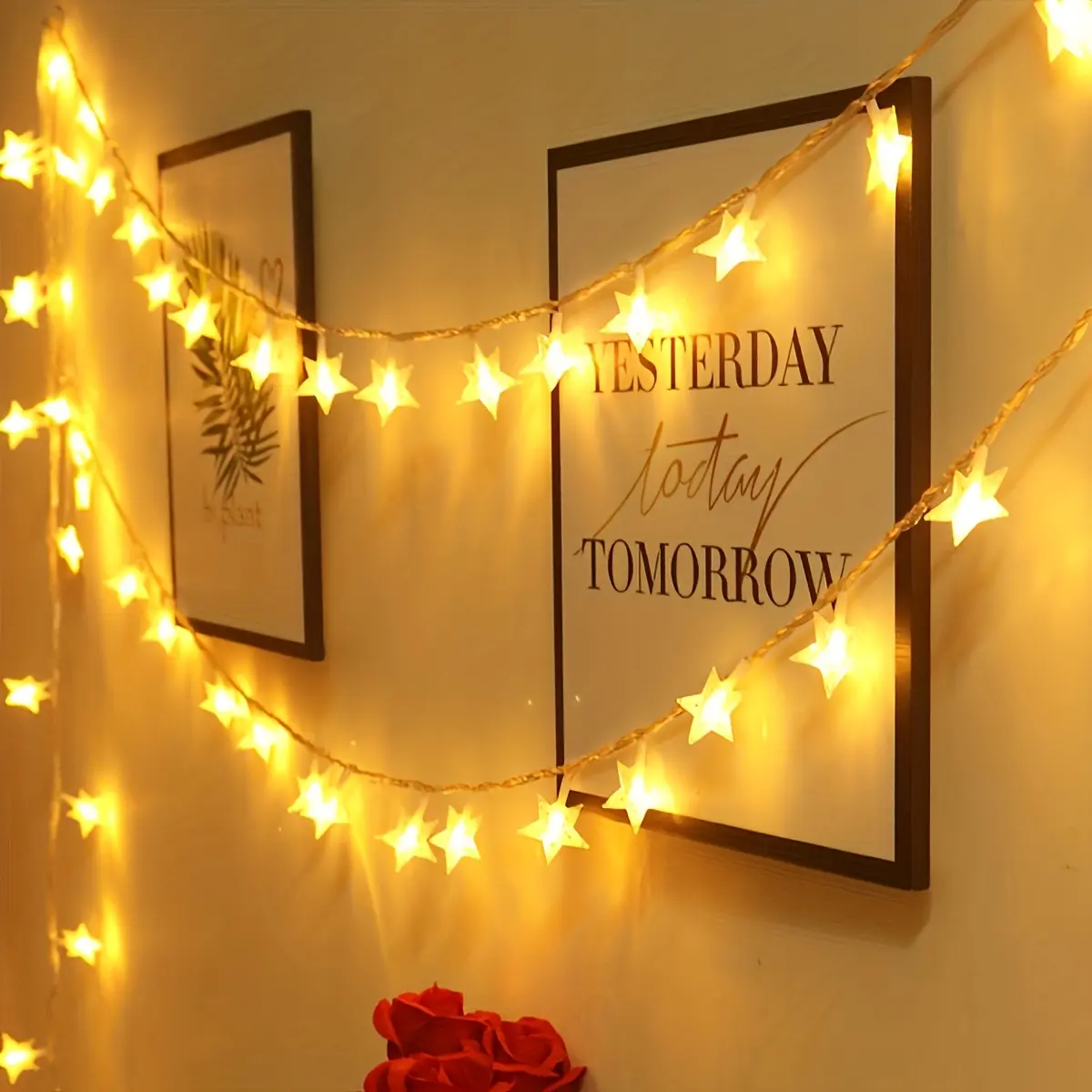 BZPCF 1pc String Lights 80, LED Star String Lights, Battery Box Power Supply Fairy String Lights, Wedding Party, New Year, Warm White
