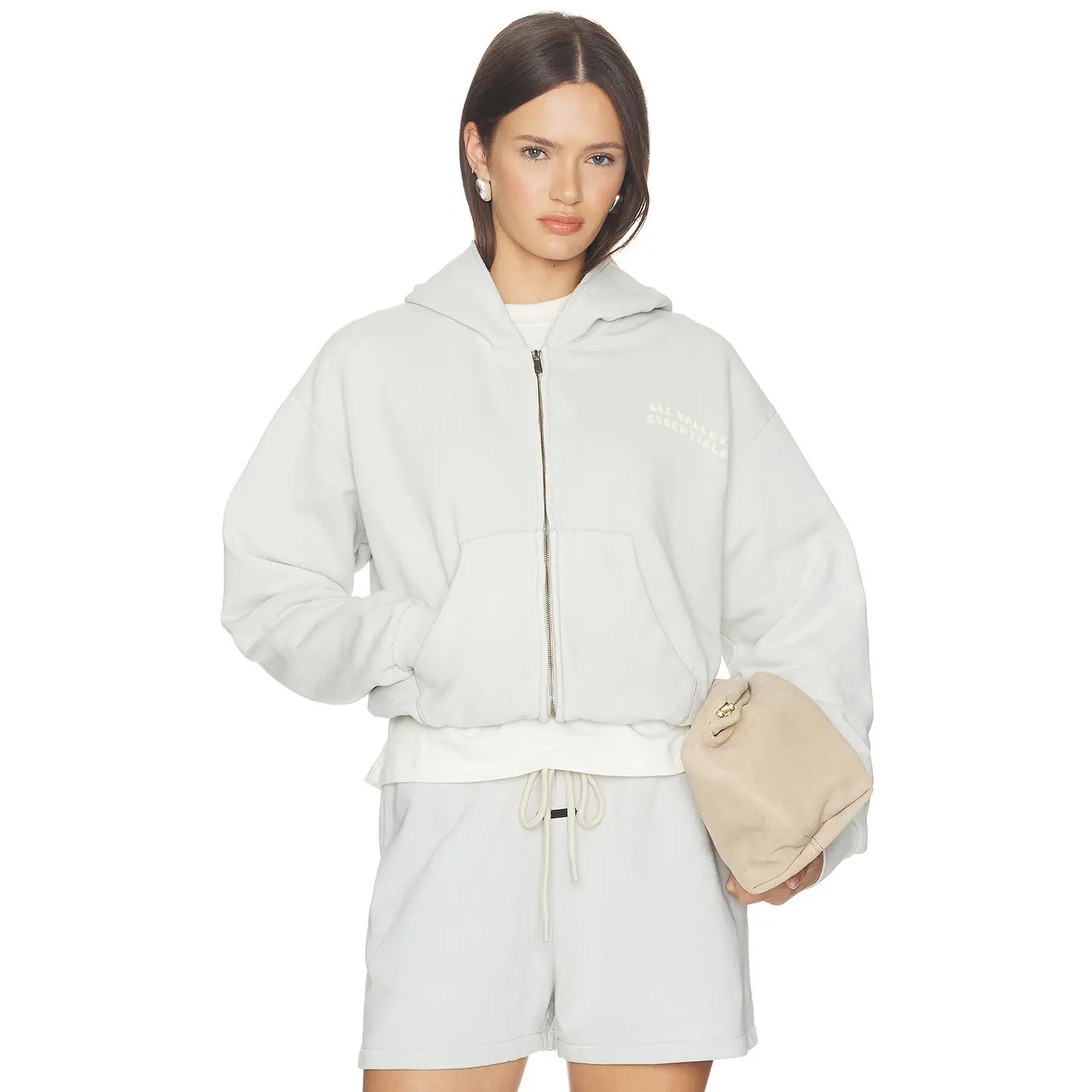 Fear of God ESSENTIALS 90's Full Zip Hoodie in Washed Overcast