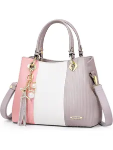 Traditional Multi-Layer PU Leather Handbag, Colorblock Commuter Crossbody Bag, Casual Commuting Geometric Pattern, Stylish Crossbody Bag, All Seasons, Boston Bag Style, Casual Fashion Bag, Crossbody Shoulder Bag