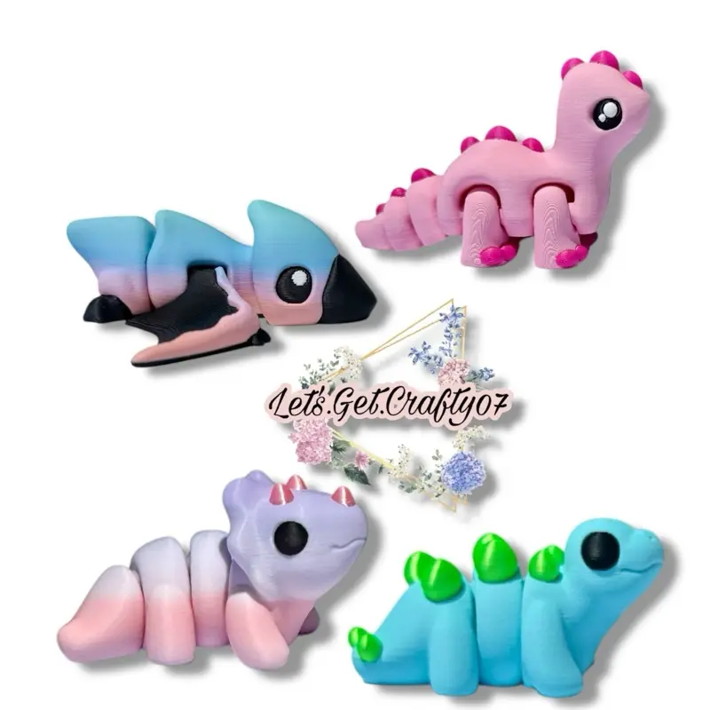 Dinosaur Figurines | 3D Printed Miniature Palm Size Dino with Colorful Design & Unique Features, Articulating Dino’s Decor Pastel Rainbow Pterodactyl. Ideal gifts