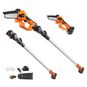 【fathersdaygift】VEVOR 2-in-1 Cordless Pole Saw & Mini Chainsaw, 20V 4Ah Battery Pole Chainsaw, 5" Cutting Capacity 8 ft Reach Pole Saw for Branch Cutting & Tree Trimming (Battery and Blade Cover Included)