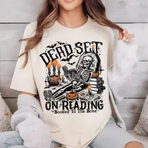 Dead Set On Reading L.O.R..D.S Series Shirt, The Ritual T-Shirt, Spooky Bookish Halloween Tee, Booked To The Bone Skeleton Shirt, Dark Romance Reader