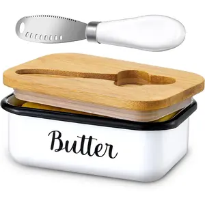 Stainless Steel Butter Dish with Lid & Curler Knife, Unbreakable Double Silicone Seal, Farmhouse Kitchen Decor Utensils Kitchenware Home Iron