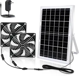 SUNMORN Solar-Powered Exhaust Fan with Solar Panel, IP67 Waterproof Ventilator & Wall-Mounted Fan for Greenhouse, Chicken Coop