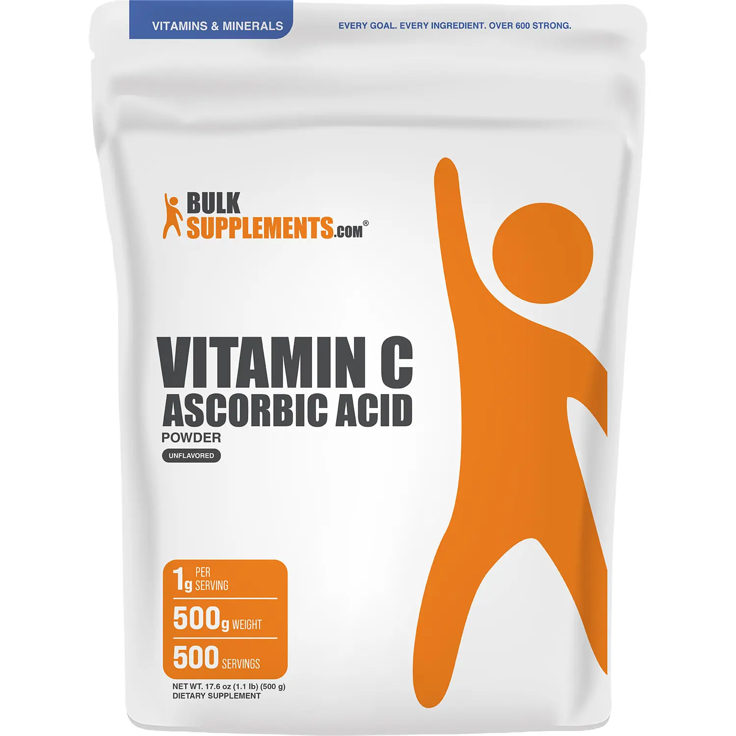 BulkSupplements - Ascorbic Acid (Vitamin C) Powder - Heart Health - Immune Support - Vitamin C Powder - 500g - 1g per Serving