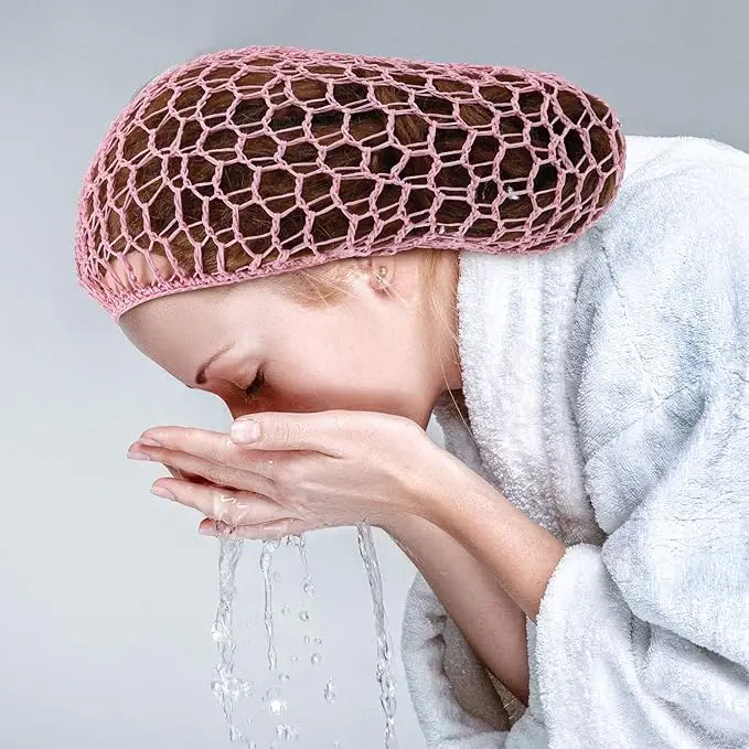 6 Pieces Hair Net Snoods for Women Sleeping Mesh Soft Rayon Knit Crochet Hairnet Long Short Curls Hair Cover Accessory (Black, Blue, Pink, Purple, Gray, Khaki) Hair Care Cap Haircare