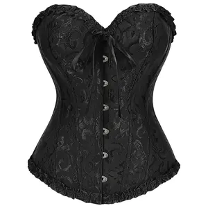 SUOSDEY Women Lace-up Bustier Corset Top Sexy Overbust Body Shapewear Waist Cincher Corset