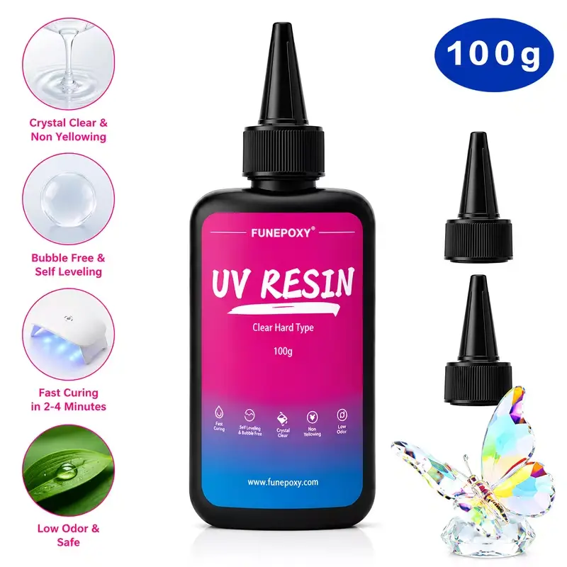 FUNEPOXY Clear Epoxy UV Resin Low Viscosity Clear Ultraviolet Thin Epoxy Resin |   Quick-Curing & Low Shrinkage Kit for Crafts, Jewelry Making, Casting