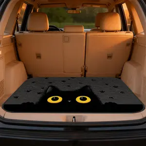 1pc, Car Trunk Mat with Bright Eyed Feline Surprise Motif, versatile Boot Liner or SUV Cargo Area Mat, suitable for family trips, camping, and transporting gear, decorative and pet friendly | Trunk Storage | Easy Clean Mat