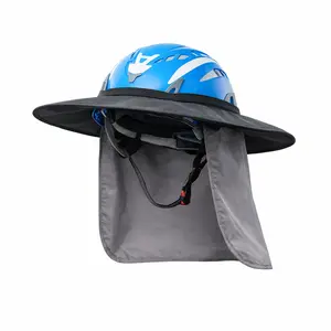 Helmet Sun Shade with Neck Flap for Climbing Helmets & Hard Hats, 360° Wide Brim Sun Protection, Lightweight Outdoor Work Hat Cover
