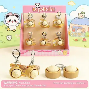 Creative Steamed Bun Keychain, Anti-Stress Squeeze Toy, Cute Bag Charm, Anxiety Relief Button