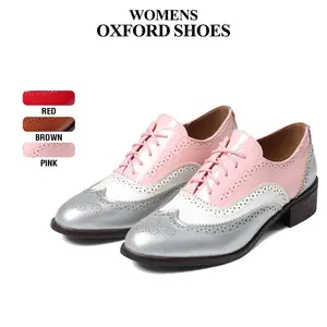 CYNLLIO Womens Oxford Shoes Round Toe Lace-up Wingtips Chunky Block Heel Slip on Casual Party Spring Summer Cutout Brogues Sandals Ladies Shoes Deals For You Days