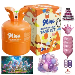 13L Helium Tank Up To 50 Pink&Purple Latex Balloons, 6Foil Balloons, 1Happy Birthday 5.9X3.6Ft Backdrop, 8 Accessory Tools