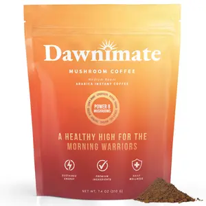 Dawnimate Mushroom Coffee – Tastes Like Coffee, Not Too Earthy & Still Healthy – Organic Power 8 Mushroom Blend – Lion’s Mane, Cordyceps, Reishi, Chaga, Turkey Tail, Shiitake, Maitake, & Oyster – 30 Servings