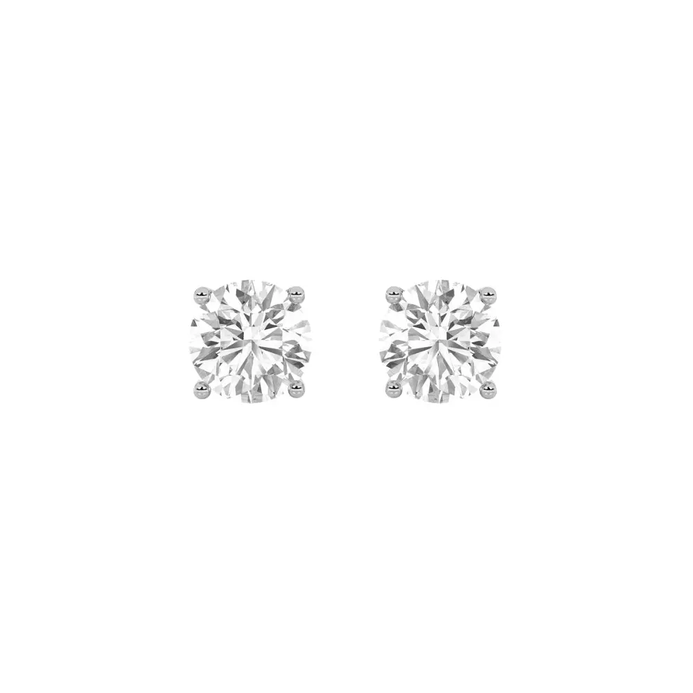 2.09ct 14K White Gold Round Diamond Screw Back Solitaire Earrings (EGL CERTIFIED)