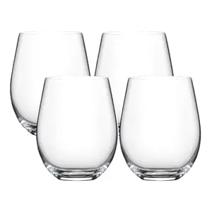 Stemless Wine Glasses for Red or White Wine (Set of 4)-18-Ounces Durable Glassware Transparent Design