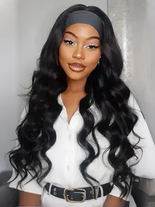 Wavy Headband Wig for Women, Loose Body Wave Design, Glueless Synthetic Hair, No Lace Front, All-Season Wear, 150% Density