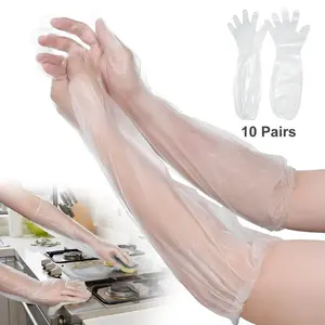 Disposable Long Arm Gloves with Elastic Cuff 23.6inch Household Cleaning Thick Kitchen Dish washing Gloves Food Handling Vegetable Washing