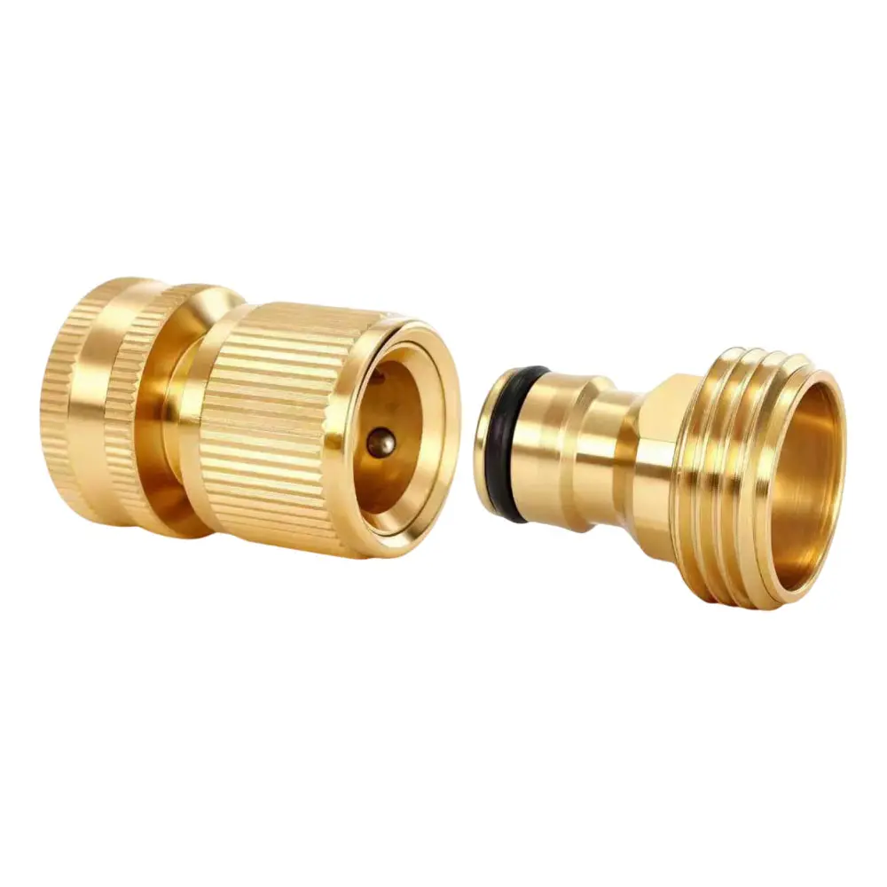 1 Set Garden Hose Quick Connect, 3/4 Inch Brass Water Hose Quick Connector, No-Leak Male & Female Quick Connect Hose Fittings for Garden Hose & Pressure Washer