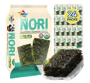 KIMNORI Seasoned Seaweed Snacks Sheets – Organic Sea Salt Flavor 24 Individual Packs Roasted Crispy Premium 100% Natural Laver Kim Nori 4g 0.14 Ounce