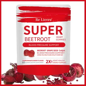 Re Lierre Super Beet Root Gummies 60 Count Daily Vitality Natural Energy Boost Vegan Delicious Pomegranate Berry Flavor Heart Healthy Energy Support