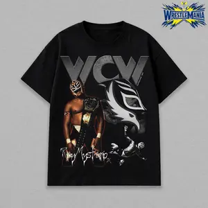 Rey Mysterio WCW Shirt Vintage Wrestling Graphic Tee Lucha Libre Mask Streetwear Retro 90s Unisex Oversized Tee
