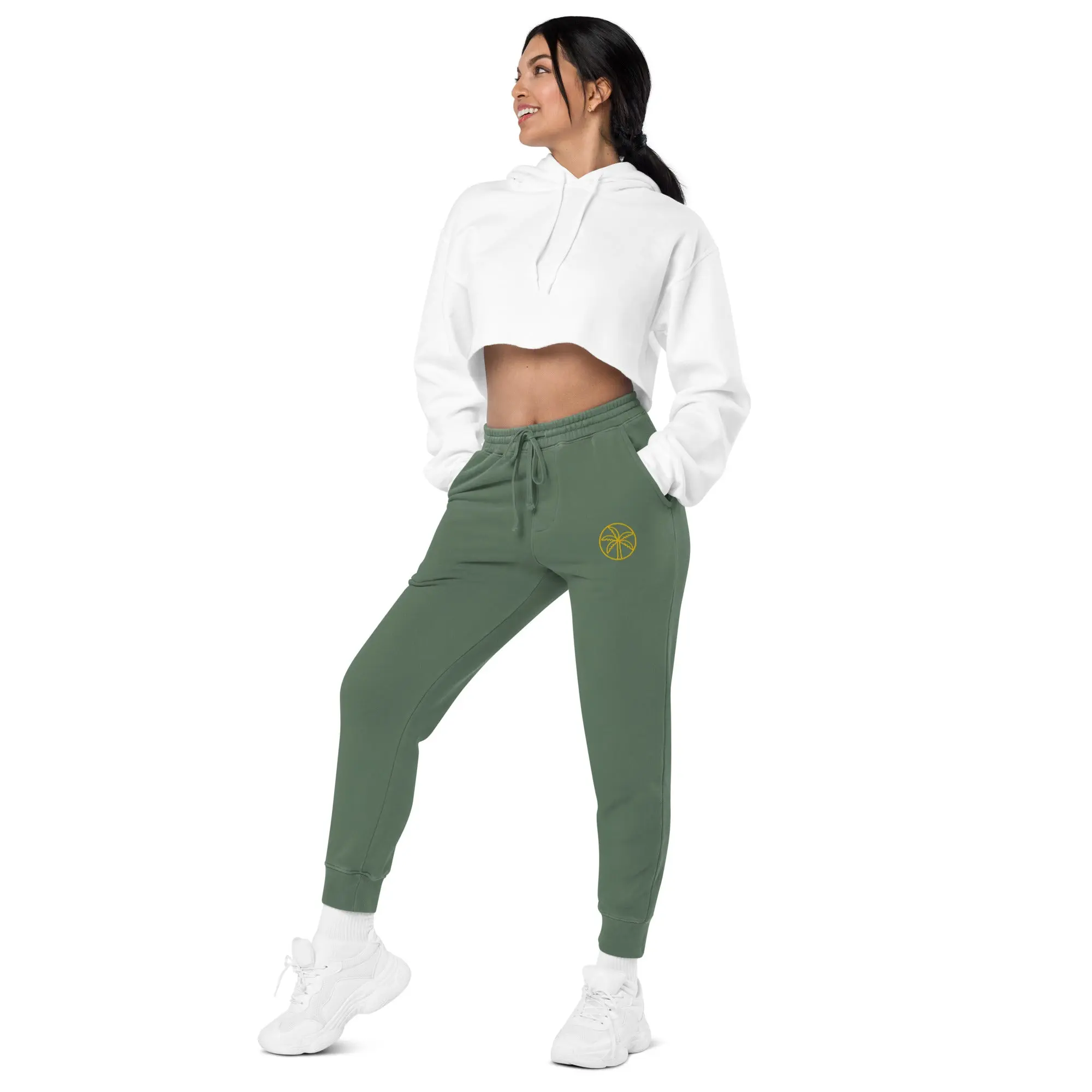 Sunny Embroidered Pigment-Dyed Joggers