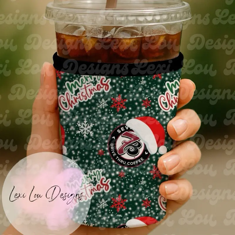 Very Merry 7Brew Koozie - Christmas Design, Reusable Drink Holder
