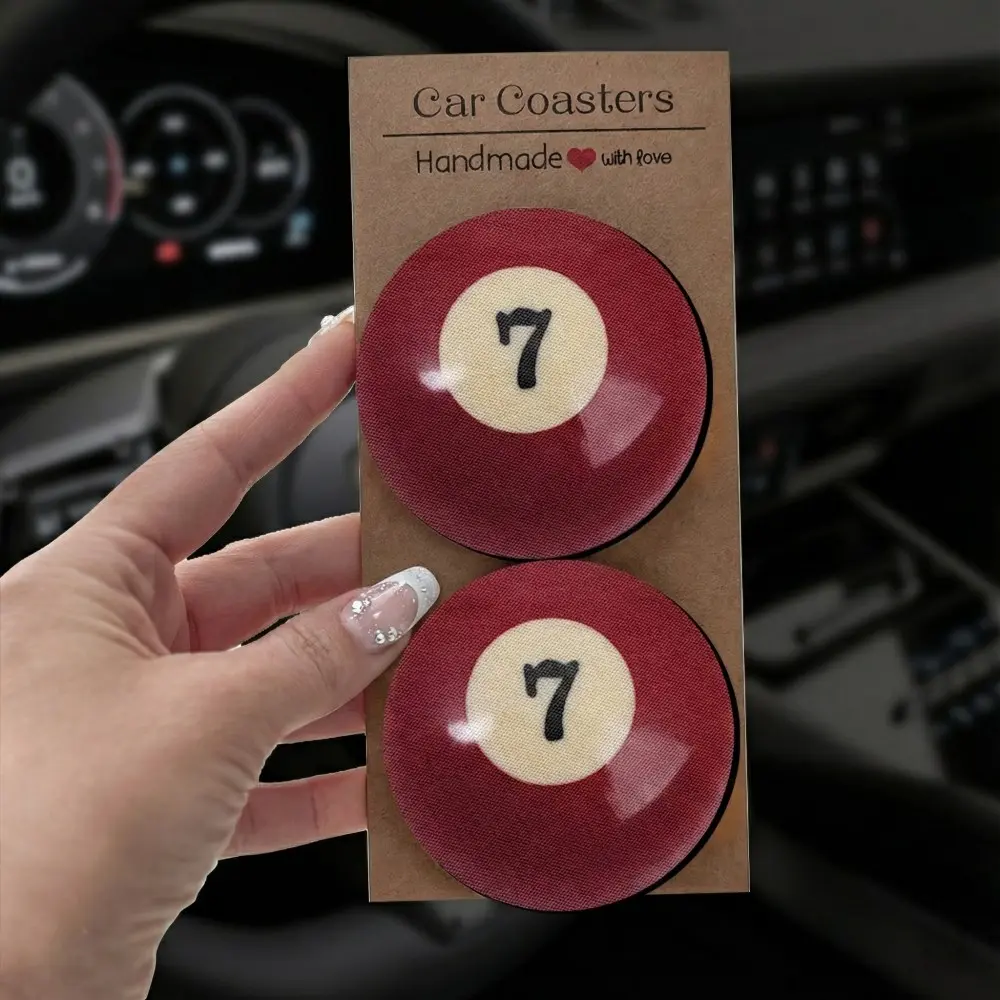 Retro Pool Ball Coasters (pick numbers 1–15), Coaster Set, 8-Ball Aesthetic and Lucky No. 7 Design, Classic Cool Office Decor