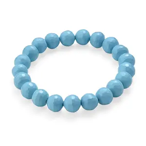 Shop LC Faceted Sleeping Beauty Color Shell Pearl Stretch Bracelet