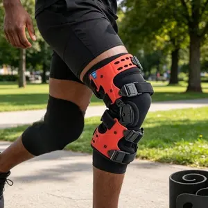 Adjustable Unloader Knee Brace, Hinged Knee Support with Compression Wrap, Knee Stabilizer for Knee Pain, Swelling & Knee Joint Protection, Knee Supporter