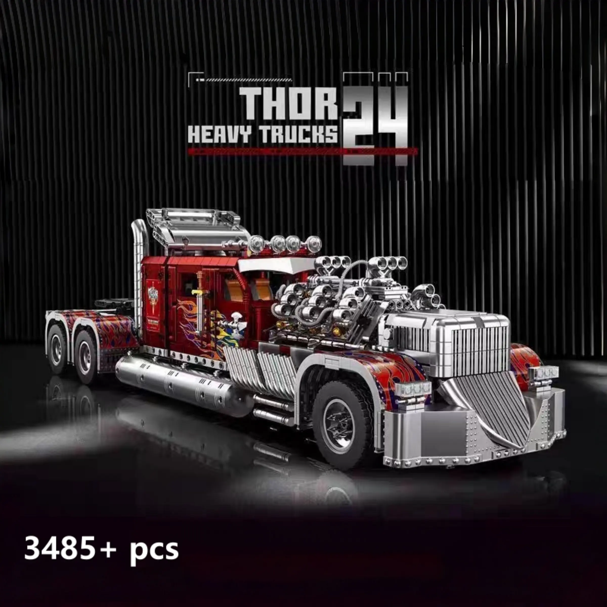 3485 PCS 1:8 Scale Giant Heavy-Duty Semi-Truck Tractor Building Blocks | 28.8Inch Adult Collectible Model | Christmas/Birthday Gift for Hobbyists
