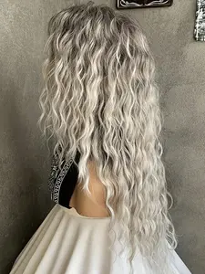 Elegant Synthetic, Long Curly Hair 28 Inches Glossy Highlights High Temperature Fiber Wave Wig Synthetic Wavy Wig for Women Daily Wear Halloween Costume