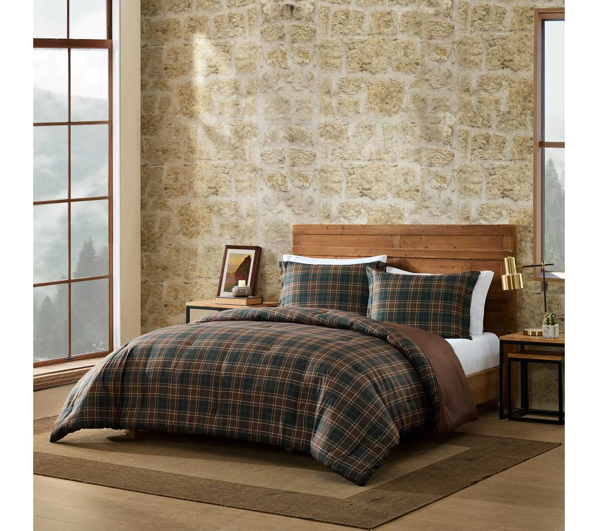 Eddie Bauer Huntley Plaid Brown F/Q Comforter Set