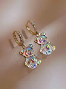 Fashion Cute Colorful Transparent Bear Resin Pendant Earrings, Dangle Earrings, Elegant Design Women Party Vacation Creative Earings, Trendy Jewelry