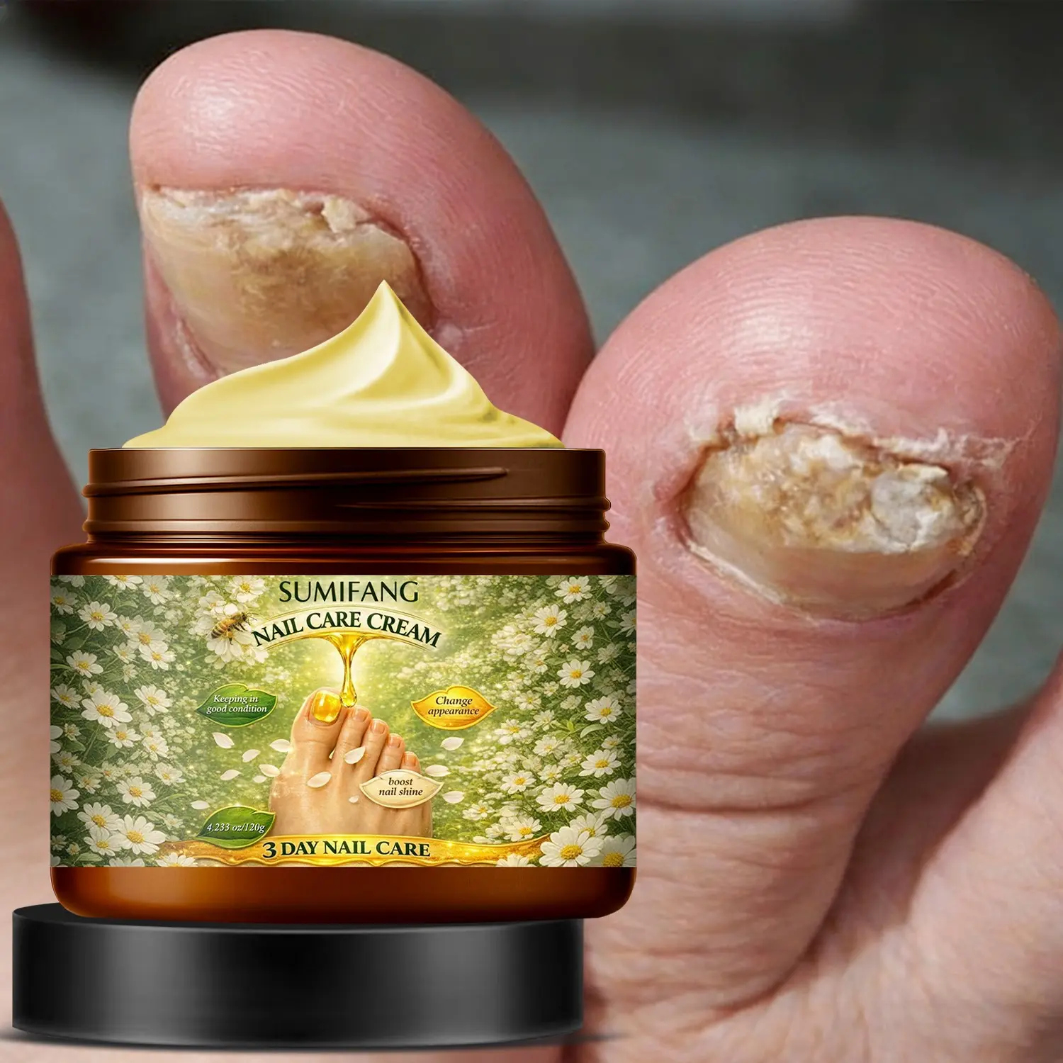 120g Large Capacity Nail Cream | Moisturizing Bee Venom + Honeycomb + Chamomile, Flawless Nail Care, Deeply Hydrating Moisturizes and Strengthens Nails | Daily Use for Healthy, Shiny Nails Moisturizer Nail Care Solution