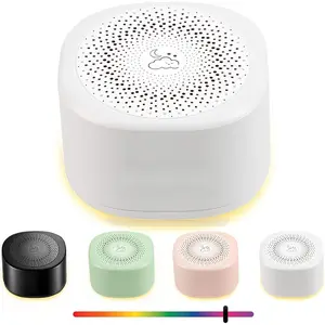 Rechargeable White Noise Device, Compact Mini Sleep Aid with 10 Soothing Sounds, Adjustable Volume, 3 Auto-Off Timers, Colorful Night Light, Charging & Memory Functions, Home Registry Gift for Adults