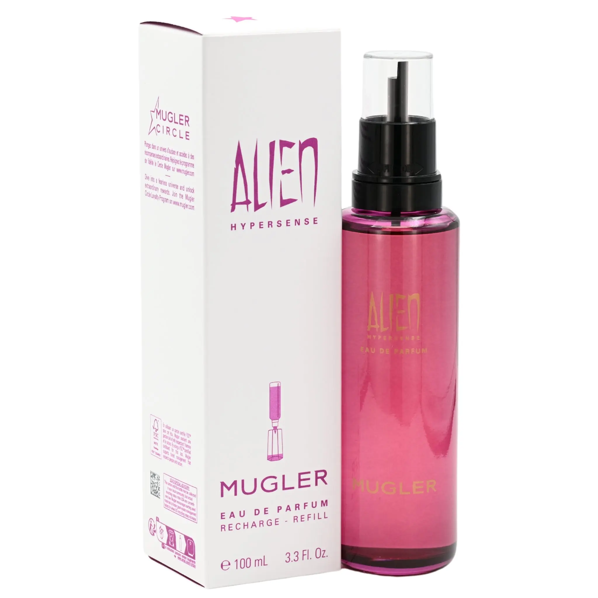 MUGLER Alien Hypersense EDP Refill, 3.3 fl oz, Floral & Woody Signature Scent for Women with Jasmine & Cashmeran Notes, Fragrance Perfumes, High Quality Fragrance, Edp Spray, Amplifies Femininity, Bottle Women's Fragrance